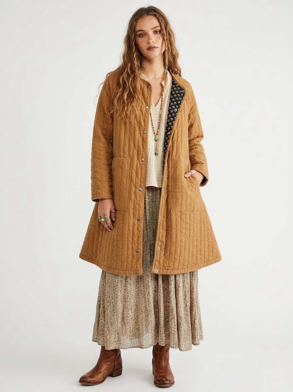 Boho Cottagecore Quilted Jacket Reversible Corduroy Goblincore Earthy Hobbit